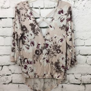 NWT BKE buckle cute caged wrap front/open back top